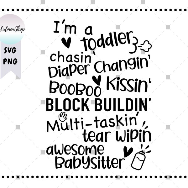 Awesome Babysitter SVG PNG, Daycare Provider svg, Funny Toddler svg, Childcare svg, Part Time Job svg, Digital Download cut file for cricut