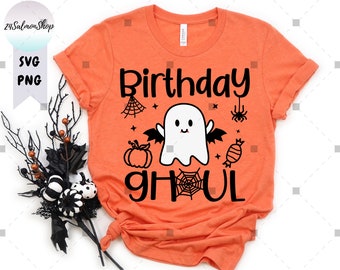 SVG PNG de fantasma de cumpleaños, svg de equipo de cumpleaños de Halloween, svg de fiesta de cumpleaños de chicas fantasma, cumpleaños espeluznante, archivo de descarga instantánea digital para Cricut