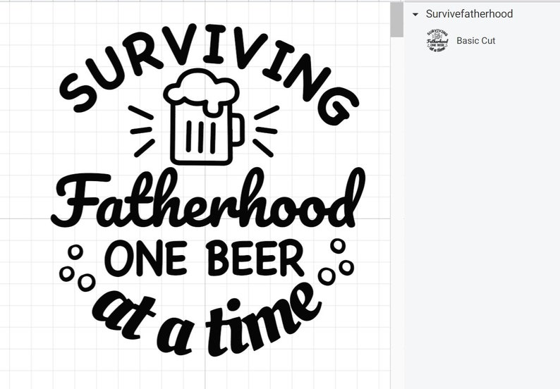 May include: Black and white graphic design with the text "Surviving Fatherhood One Beer at a Time" and a beer mug illustration.