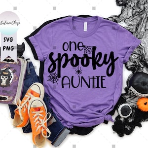 One Spooky Auntie SVG PNG, Funny Halloween svg, Funny Aunt svg, Spider Web svg, Trick Or Treat svg, Digital Download Cut Files for Cricut