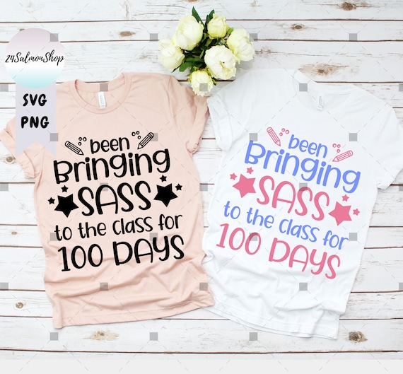 Bringing Sass To Class For 100 Days SVG PNG, Funny Sassy Girls 100 Days Of School, Cheerleader svg, Digital Download Cut Files for Cricut