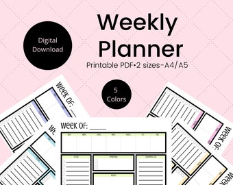 Pastel Weekly Planner, Weekly Planner Printable, Weekly Schedule, Goal Planner, Task Planner, To Do List
