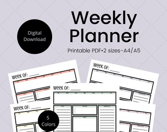 Printable Weekly Planner, Weekly Schedule, Undated Planner, To Do List, Notepad, Weekly Organizer