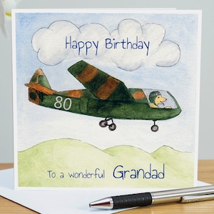 Biglietto aereo personalizzato, Buon compleanno, Nonno, Papà, Figlio, Nipote, Cane carino, qualsiasi nome ed età, Aereo, Biglietto aereo, Ottanta, Novanta