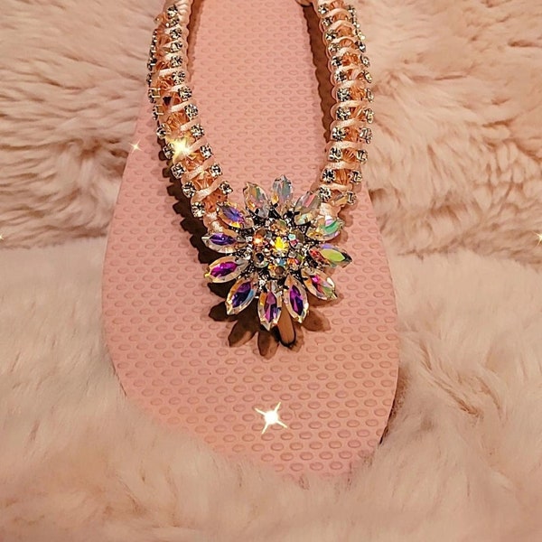 Rhinestone Flip Flop Etsy