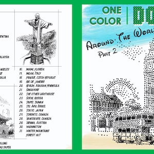 31 points de repère, pages à colorier imprimables monochromes de style Dots, détente et thérapie