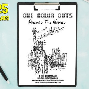 25 Landscape, Dots style of One color Printable Coloring Pages, relax and therapy | Vol. 01