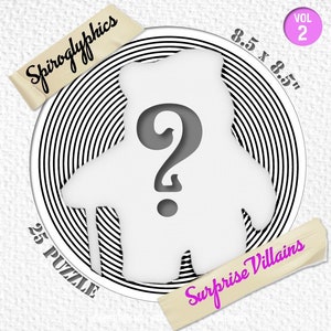 25 pages of Spiral Surprise Villains cartoon characters - spiral coloring book - 8.5x8.5 inch One color Printable, relax and therapy