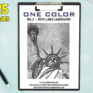 25 Landmarks, Dots spots style of One color Printable Coloring Pages, relax and therapy | Vol. 02