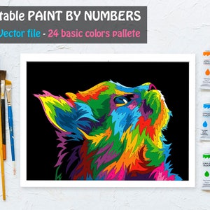Colorful Cat Paint By Number Printable Coloring Page, Printable Color By Number, Animal Coloring Sheet, DIY Painting