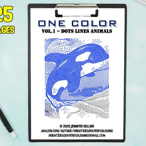 25 Animals, Dots spots style of One color Printable Coloring Pages, relax and therapy | Vol. 01