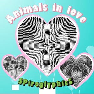 25 pages of Animal in love - One color hear spiral 8.5x8.5 inch One color Printable Coloring Pages, relax and therapy | Vol. 03