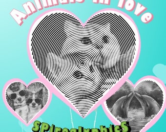 25 pages d'Animal in love - Hear spirale, une couleur 8,5 x 8,5 pouces, coloriages imprimables monochromes, relaxation et thérapie | Vol. 03