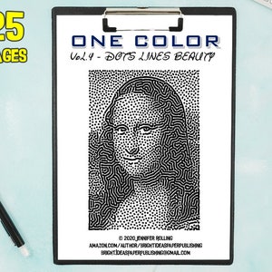 25 Beautiful girls, Dots spots style of One color Printable Coloring Pages, relax and therapy | Vol. 04
