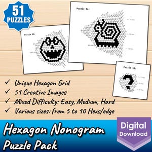 Digitalt hexagon-nonogram-pusselpaket