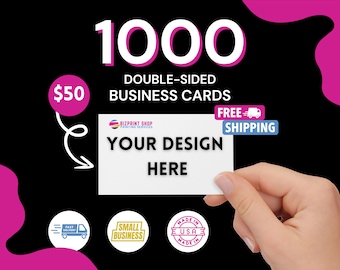 Custom Business Card, 1000 Glossy or Matte Finish Business Cards Printed, Thick 16pt Full Color Business Cards| Made to Order| FREE Shipping