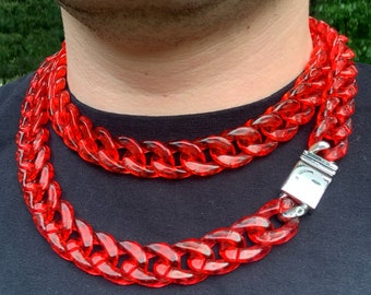 Cuban Link Chain Acrylic Necklace Red 