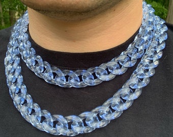Cuban Link Chain Acrylic Necklace Blue 