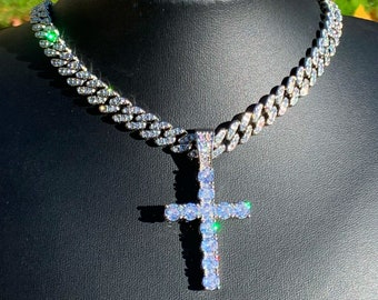 Diamond Cross Necklace - Etsy