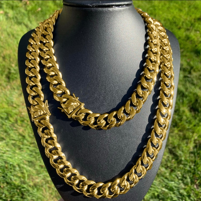 14mm Gold Cuban Chain Cuban Link Chain Choker Necklace Etsy