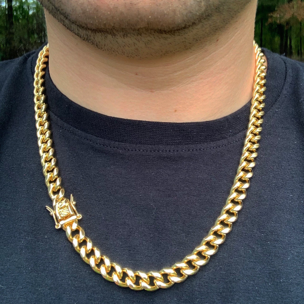 Iced Out Gold Cuban Link Chain Necklace 