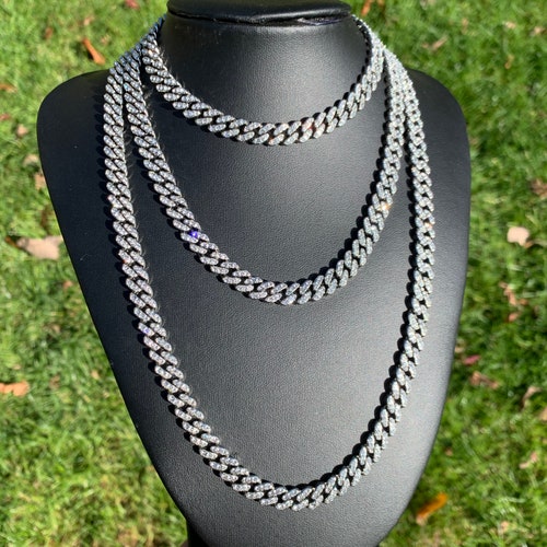 Iced Cuban Link Chain Necklace White 