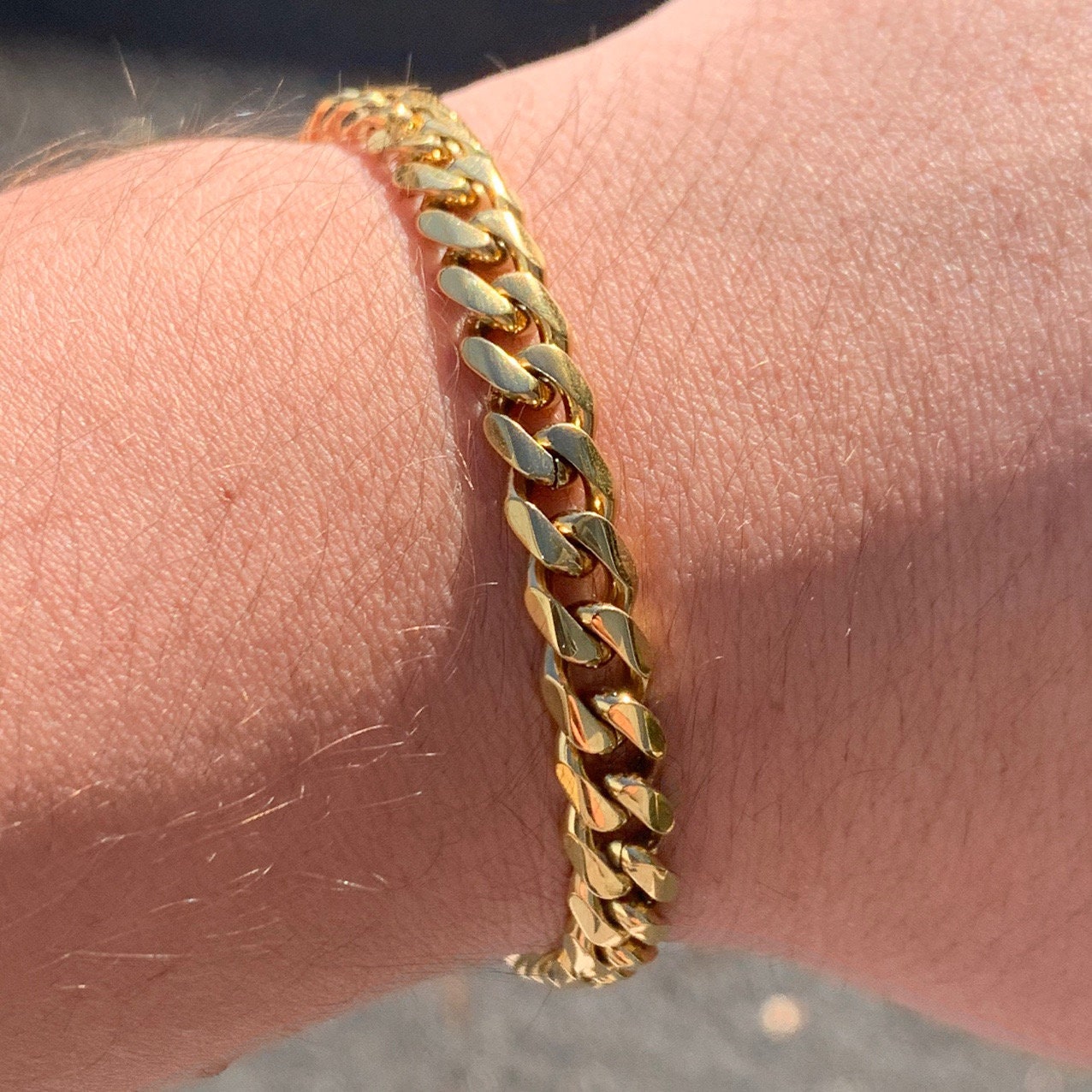 7mm Cuban Link Bracelet Gold Cuban 
