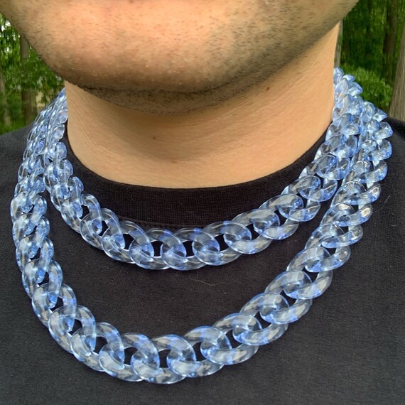 Cuban Link Chain Acrylic Necklace Blue 