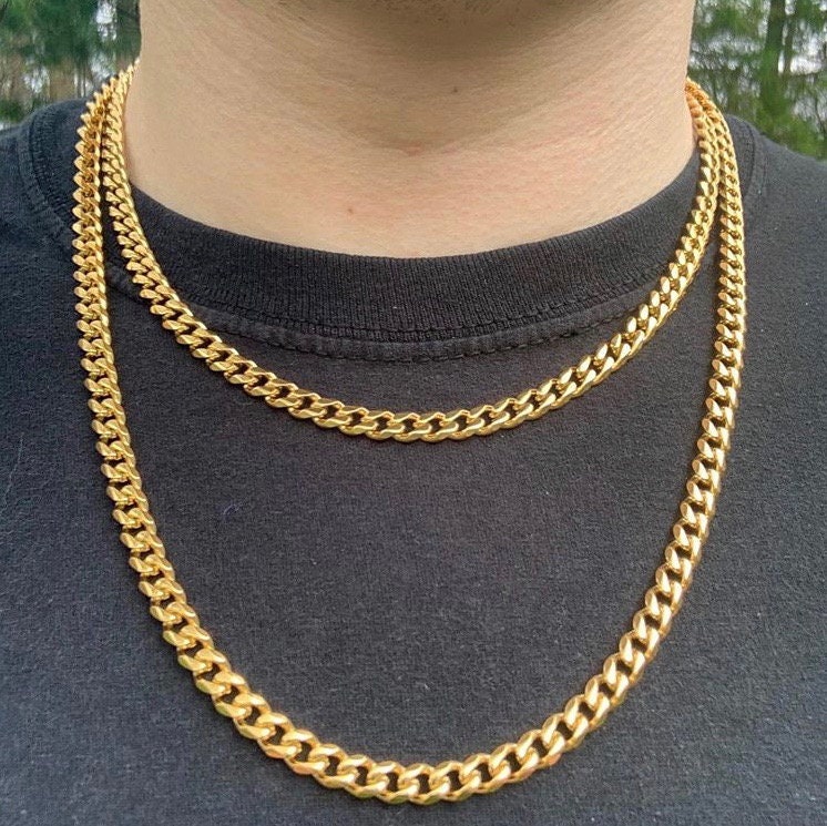 Gold Cuban Chain 7mm Cuban Link Chain 