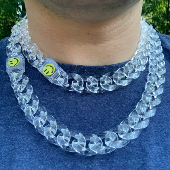 Cuban Link Chain Acrylic Necklace Clear 