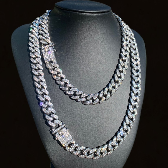 Iced Cuban Link Chain Necklace White 