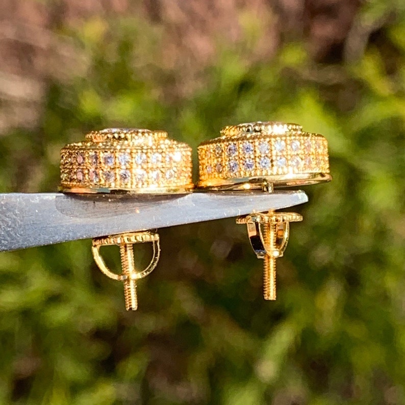 Round Cut Diamond Earrings Gold 12mm