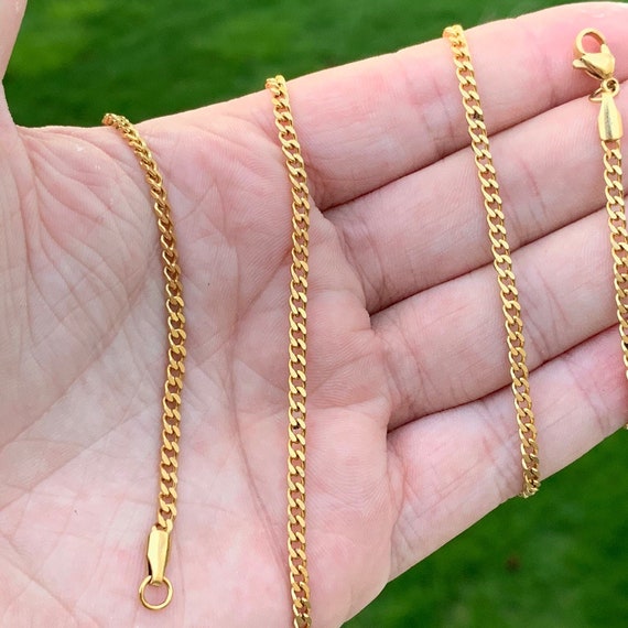 3mm Gold Micro Cuban Chain Cuban Link 