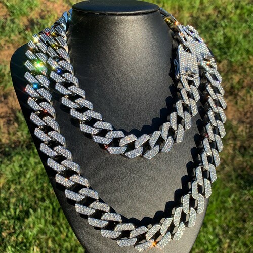 Iced Cuban Link Chain Necklace White 