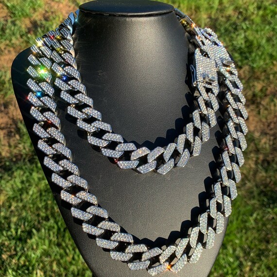 Iced Cuban Link Chain Necklace White 