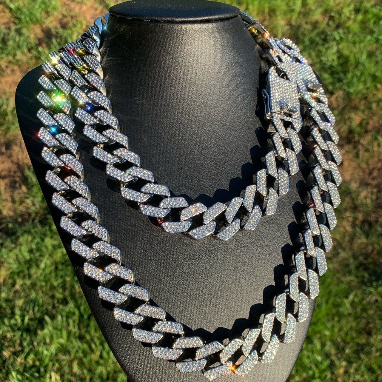 Iced Cuban Link Chain Necklace White 