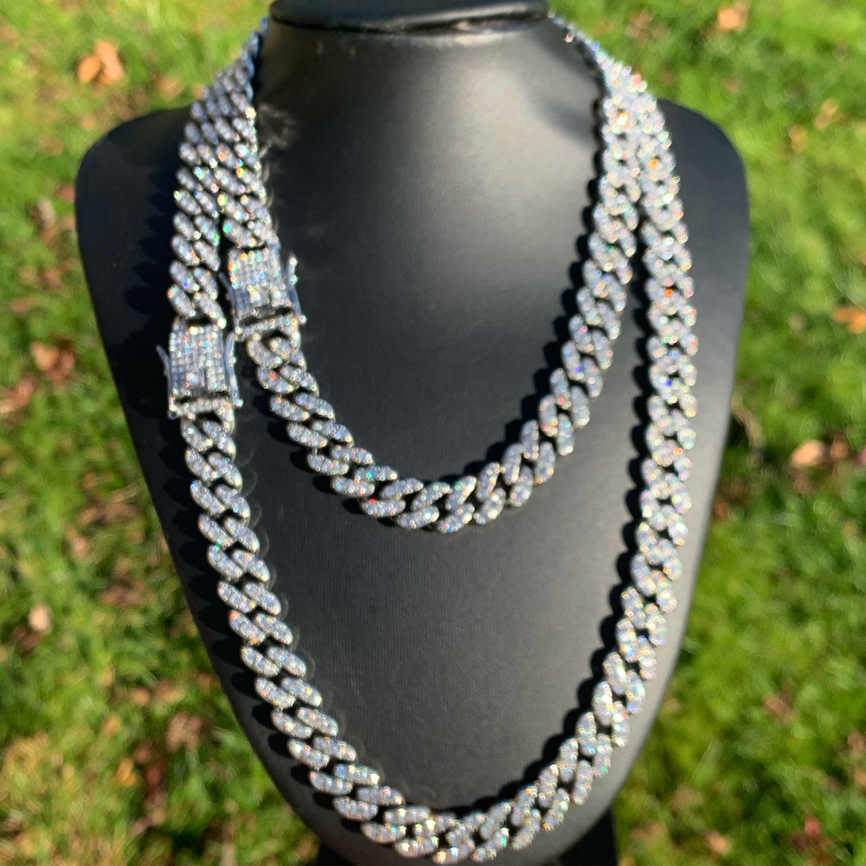 Iced Cuban Link Chain Necklace White 