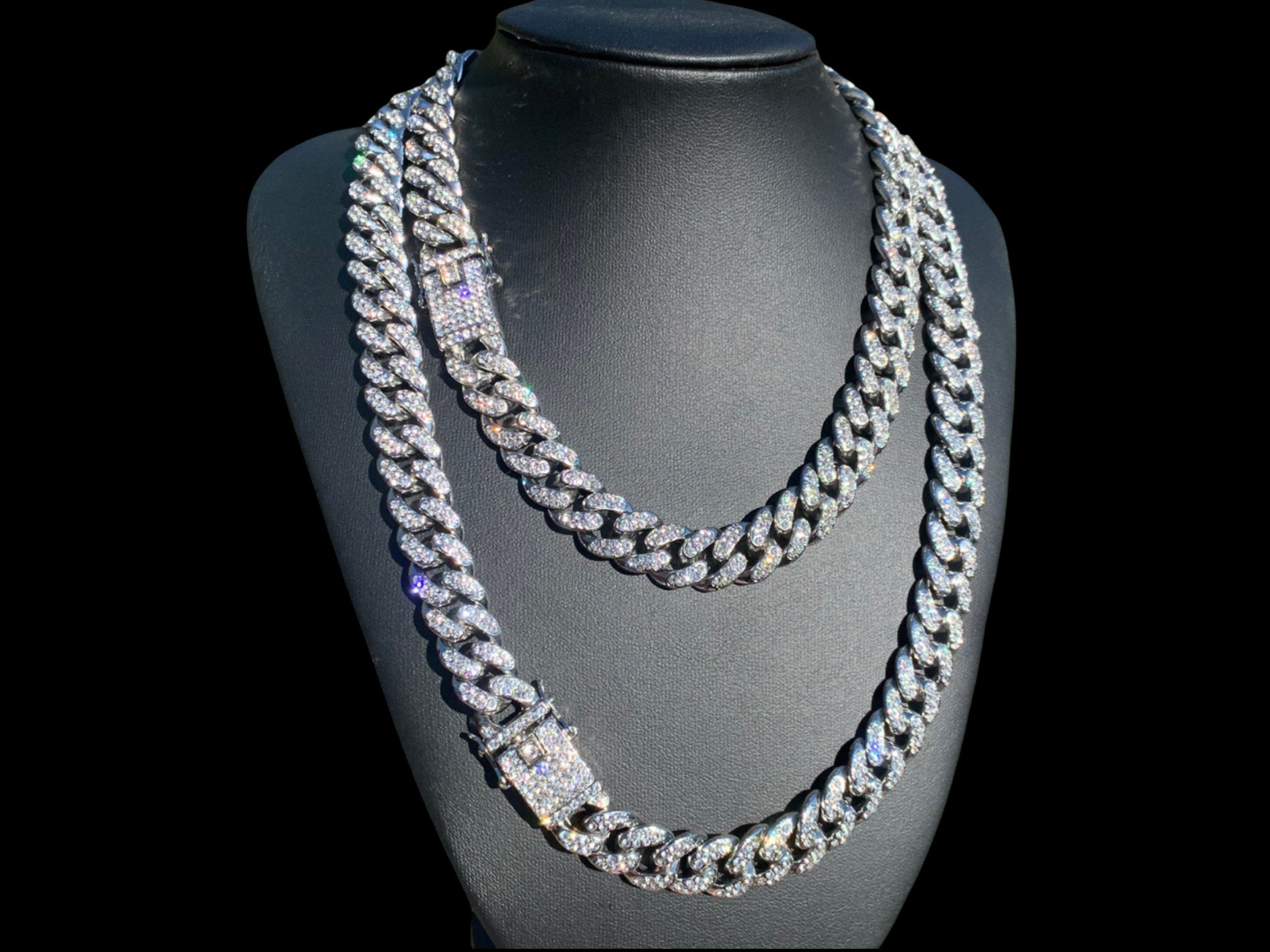 Iced Cuban Link Chain Necklace White 