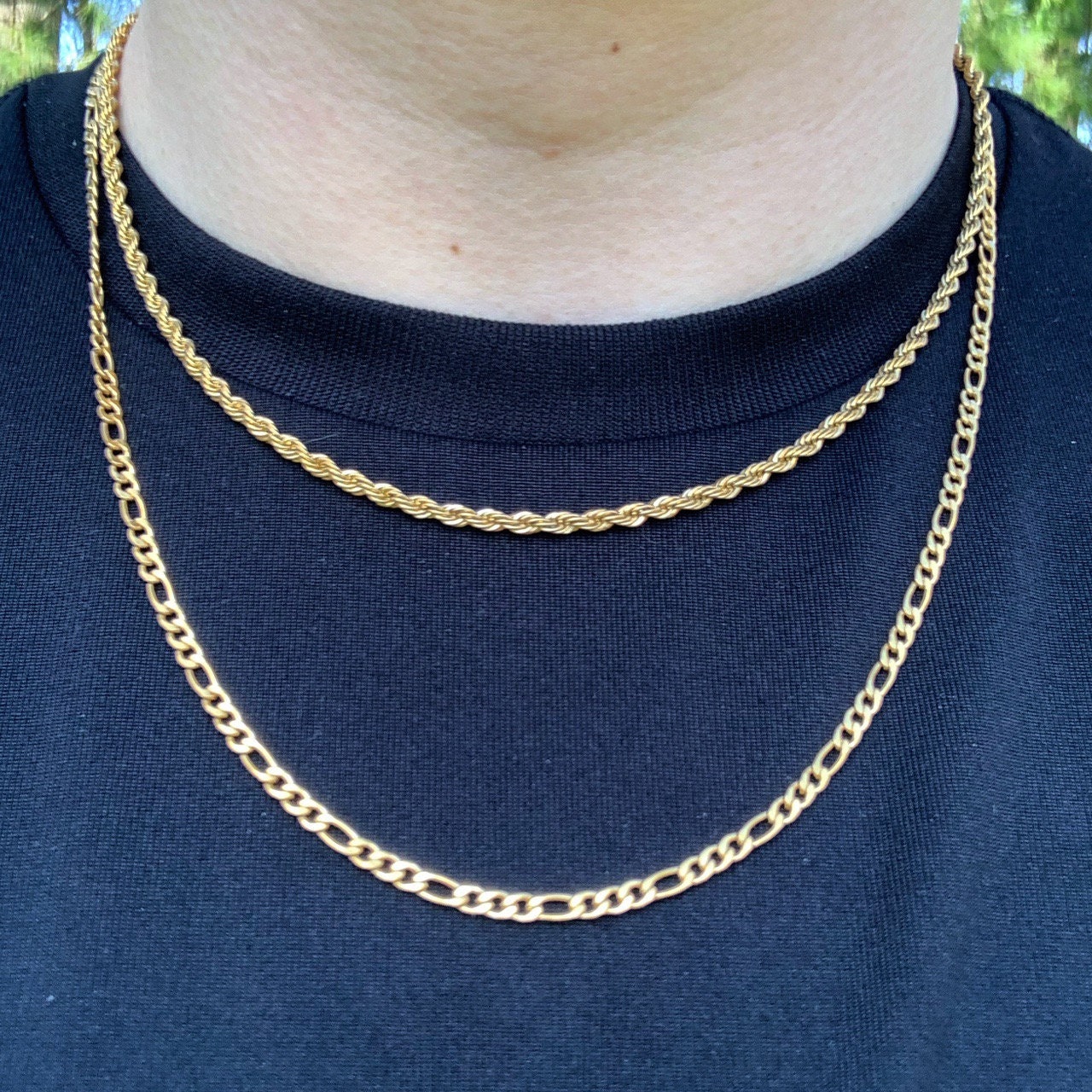 Figaro Chain Rope Chain Necklace Set 