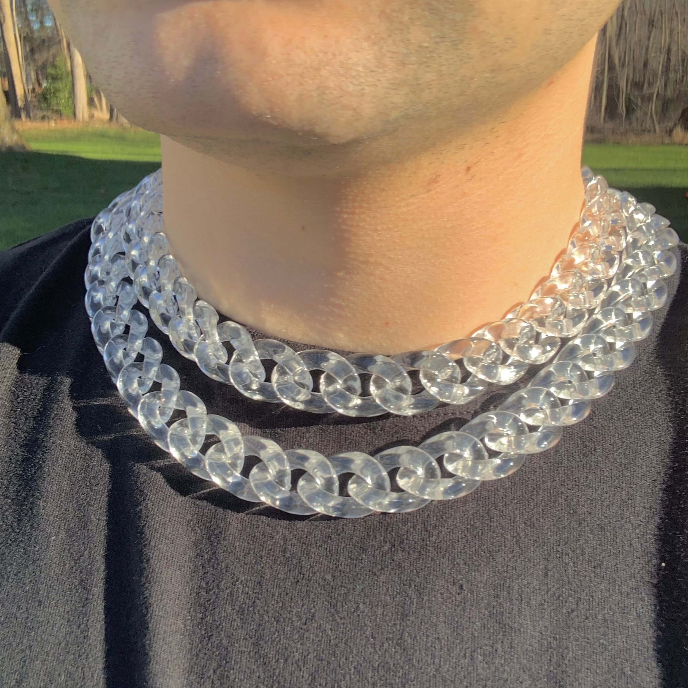 Cuban Link Chain Acrylic Necklace Clear Cuban Link Chain Etsy