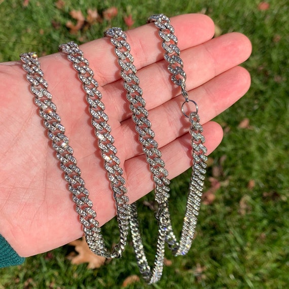 Iced Cuban Link Chain Necklace Two-tone 