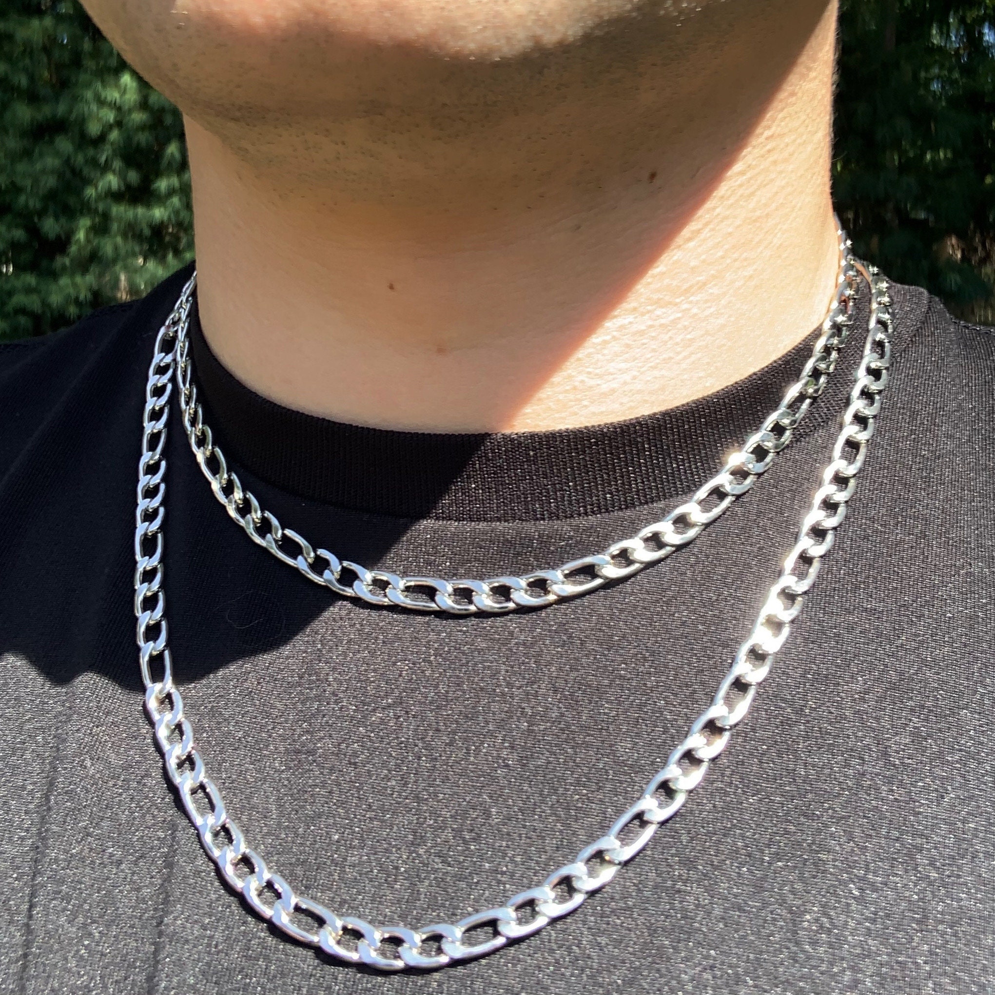 Silver Figaro Chain Necklace 4mm - Etsy