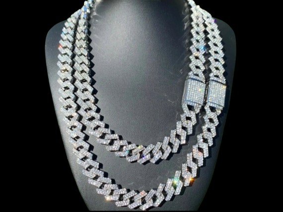 Iced Cuban Link Chain Necklace White 