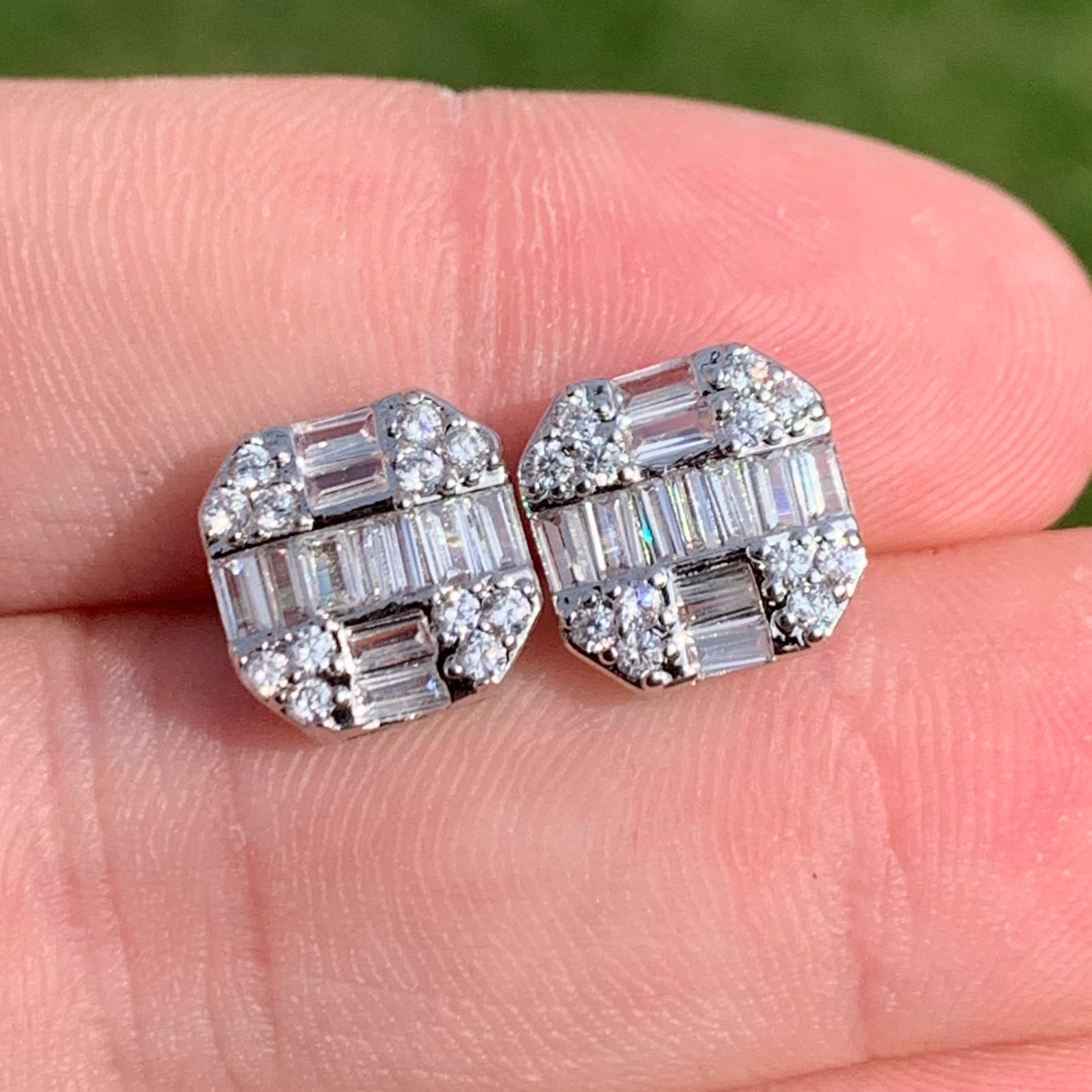 Baguette Earrings Baguette Diamond Earrings White Gold Etsy