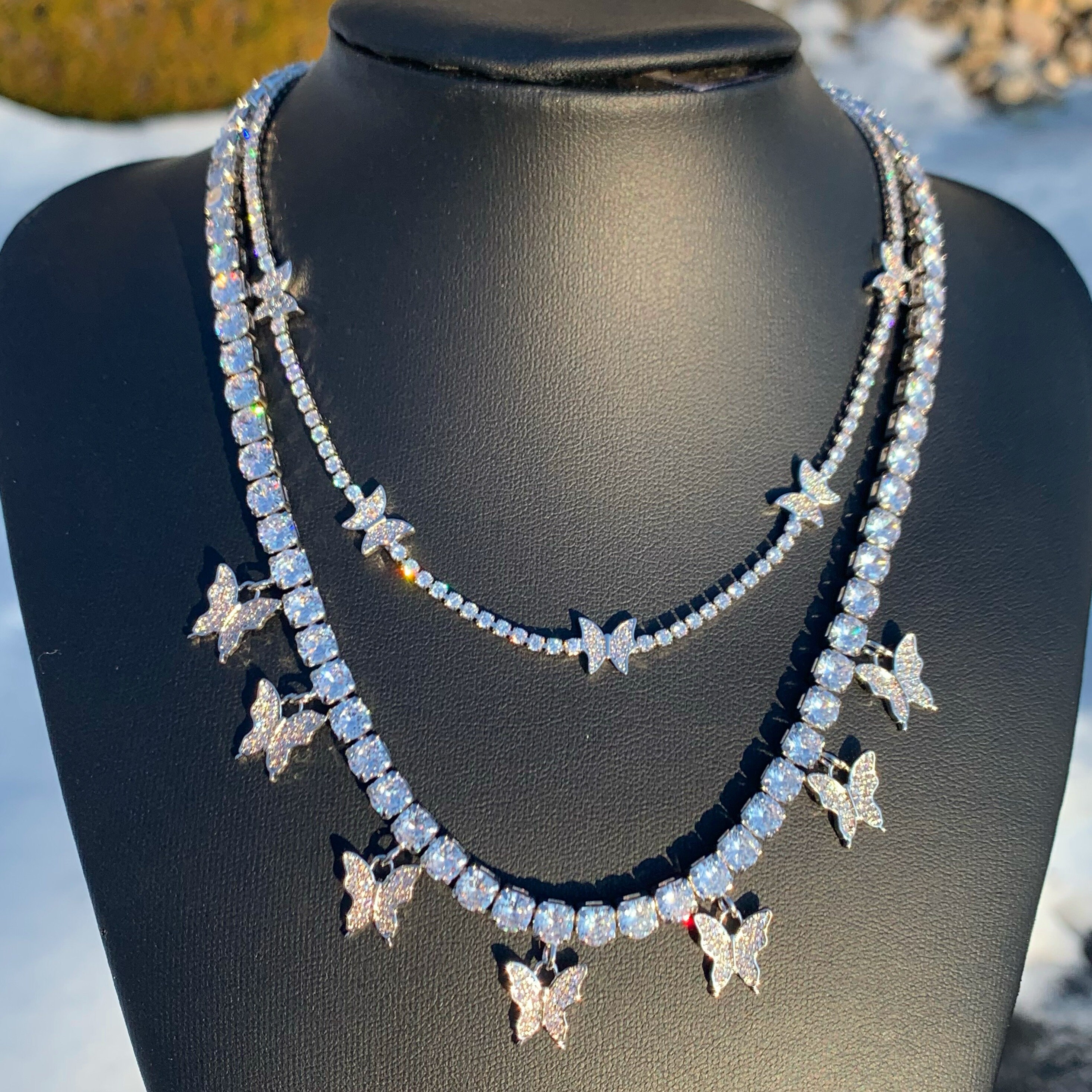 Butterfly Tennis Chain Necklace Set 