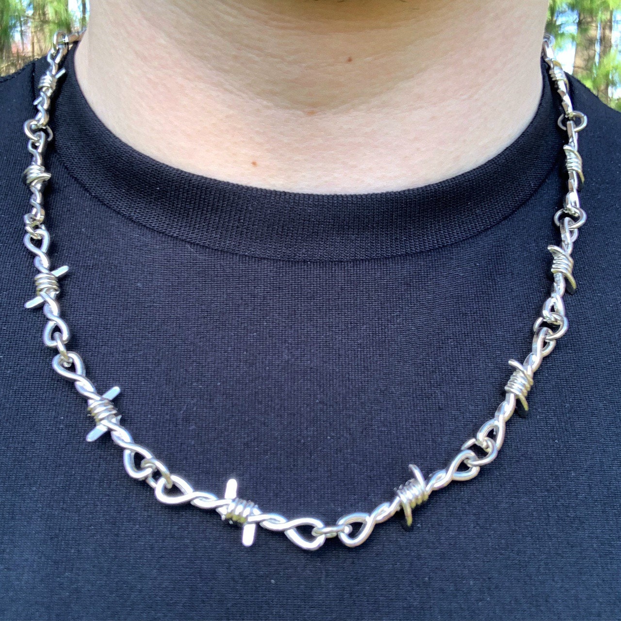 Barbed Wire Chain Choker Necklace 