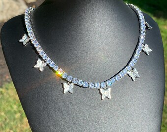 Butterfly Choker Tennis Chain Necklace 