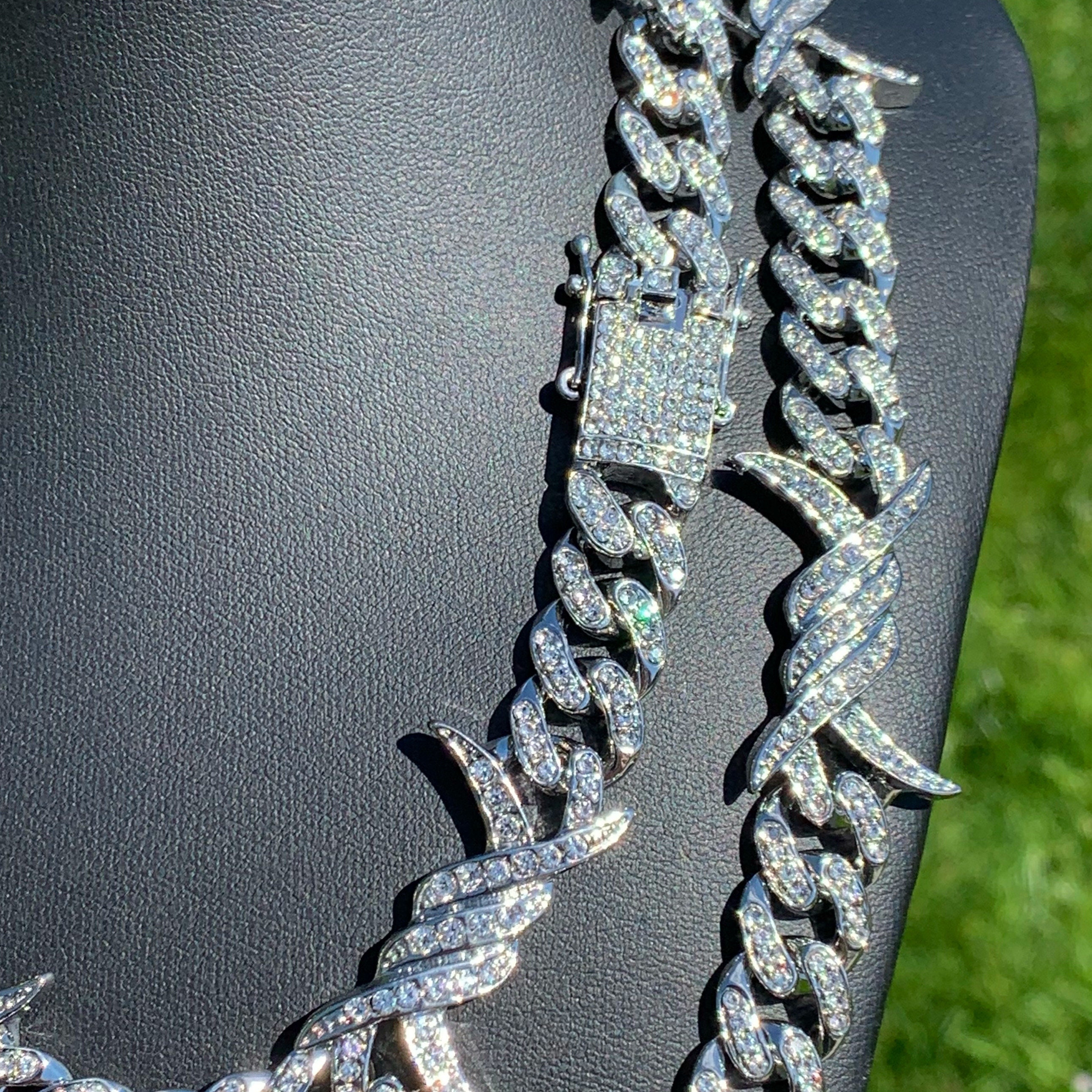 Iced Cuban Link Chain Iced Out Cuban Link Spiked Cuban Etsy