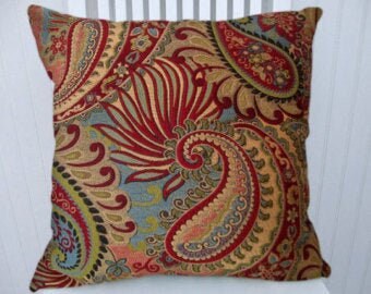 Red Turquoise Pillow Etsy