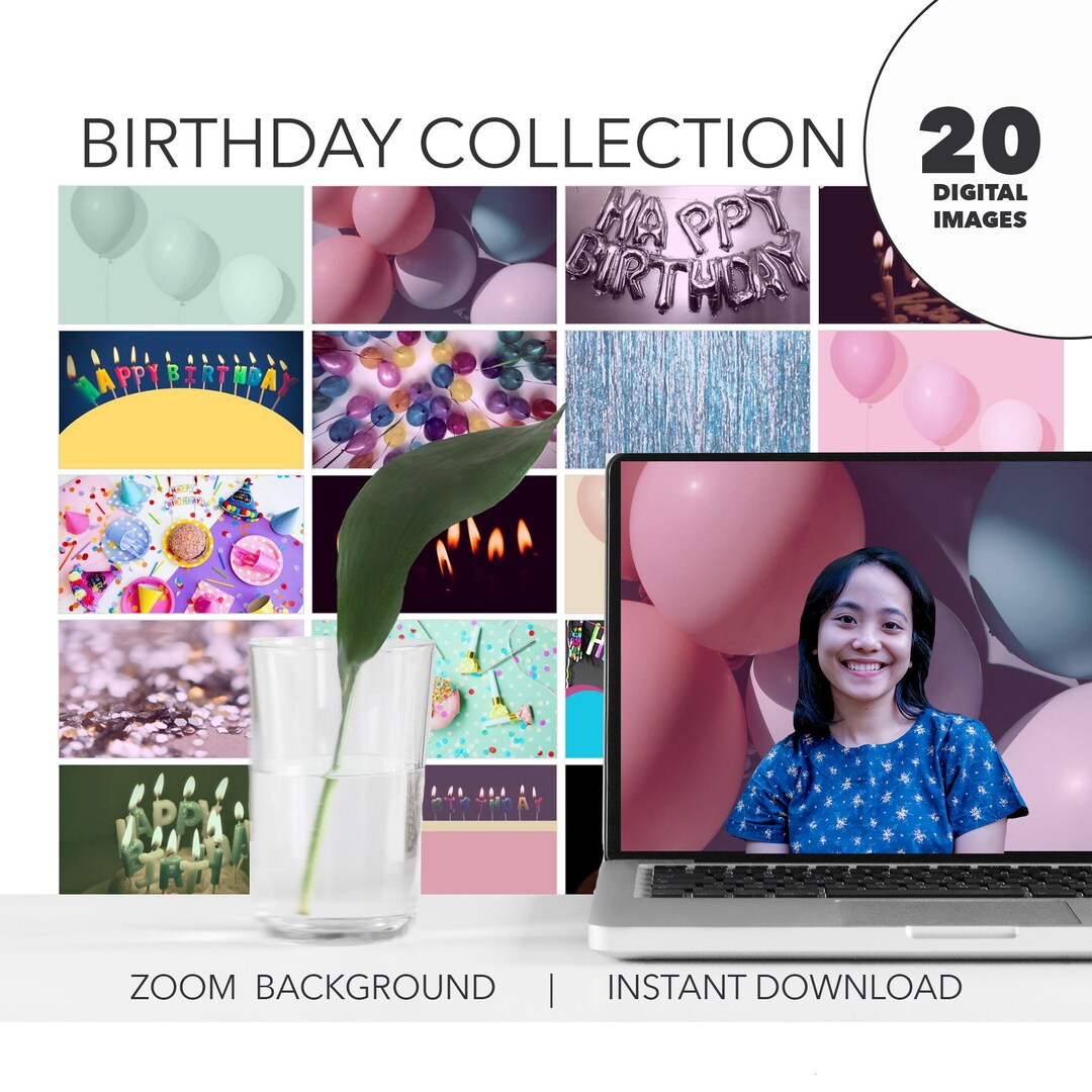 Zoom Background Birthday Collection Online Party Instant Etsy
